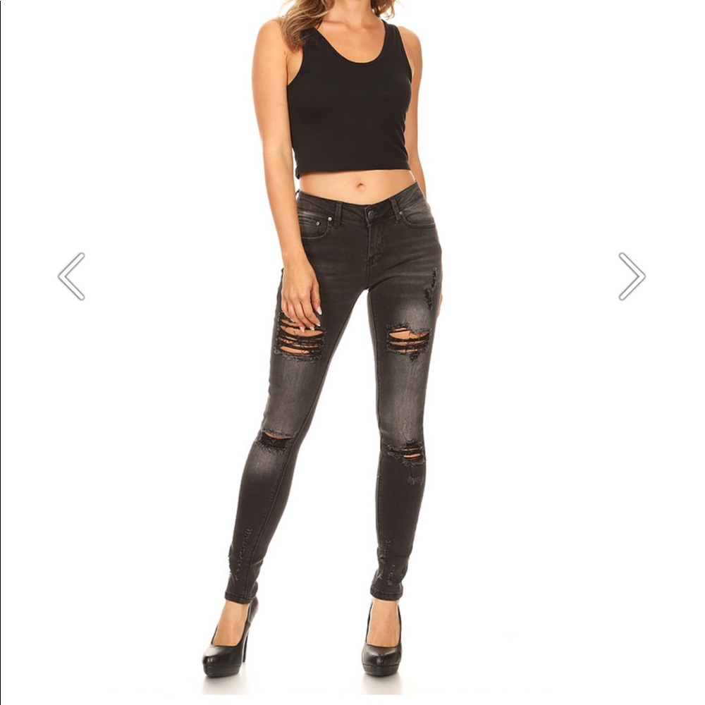 Black distressed jeans